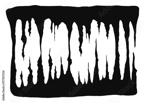 stalactites in the cave. cartoon vector black silhouettes. illustration on white background