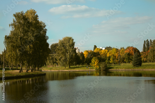 Beautiful water landscape in Belarus background