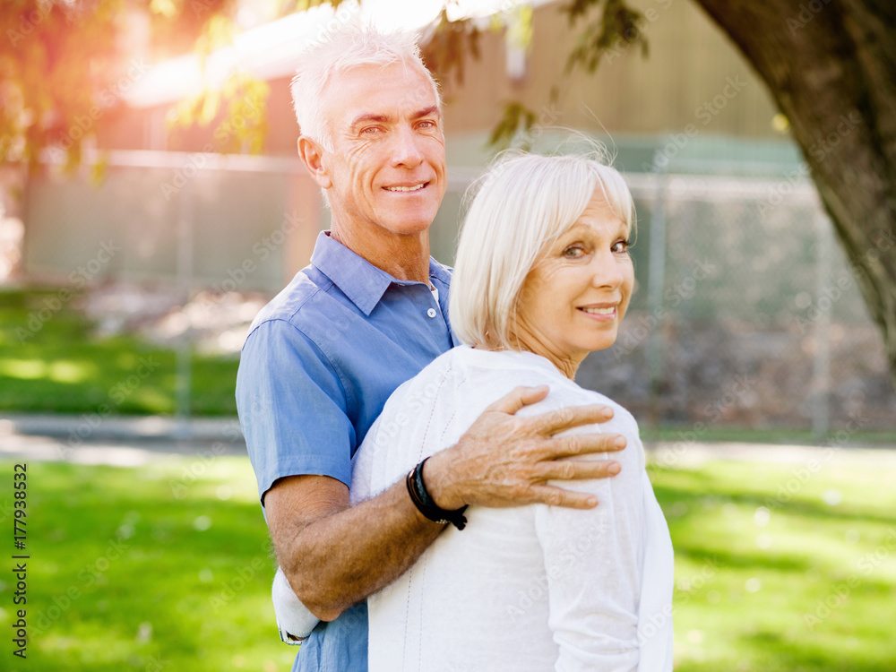 Senior couple relaxing in park