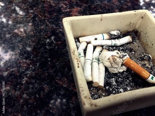 Ashtray and cigarette