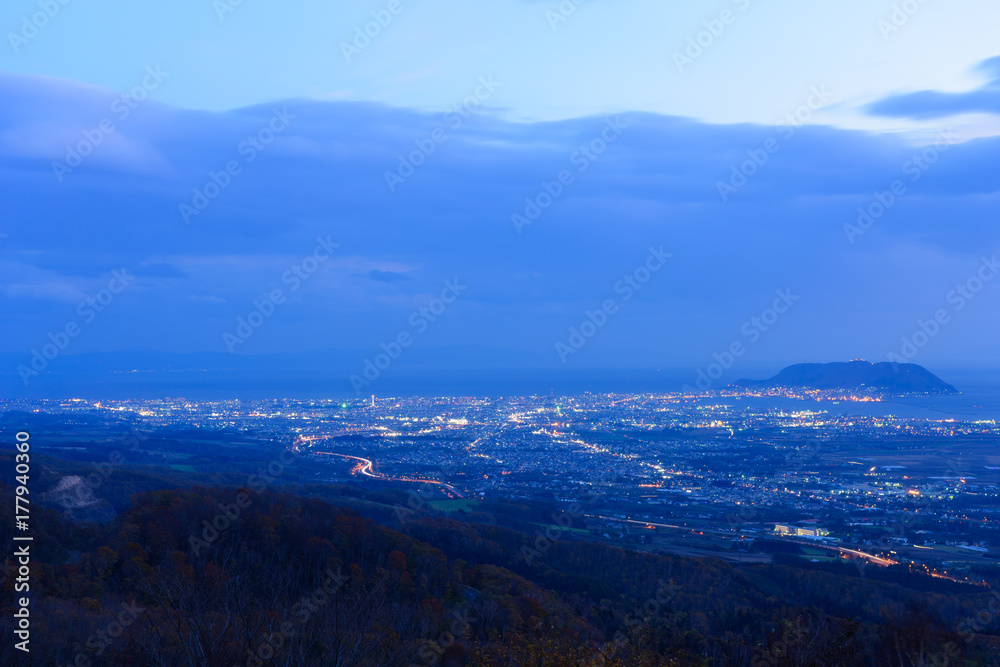 北海道 函館裏夜景 城岱牧場からの風景 北海道 函館裏夜景 城岱牧場からの風景