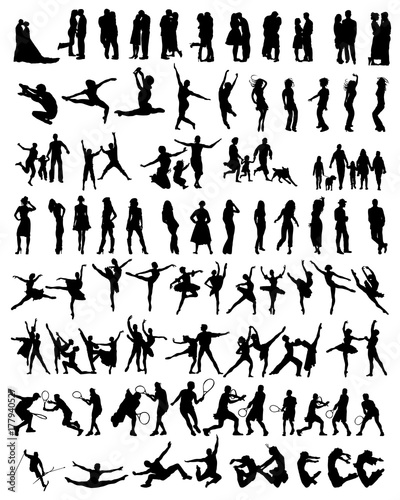 Big collection of people silhouettes, vector