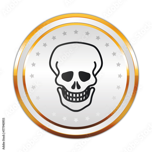 Luxus Button weiß - Totenkopf