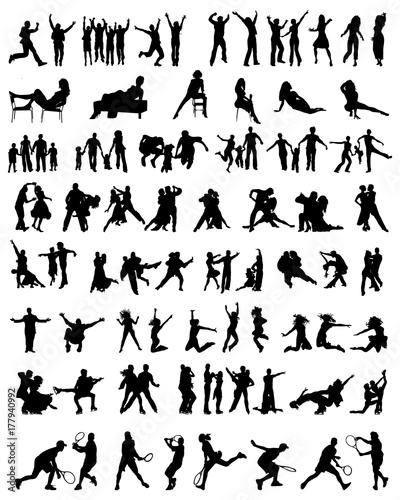 Big collection of people silhouettes, vector