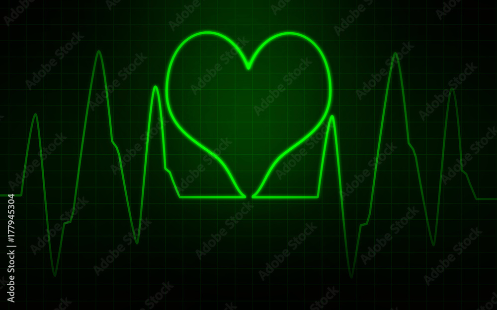 ECG Electrocardiogram. Green heart, abstract pulse image ,wallpaper. Stock  Illustration | Adobe Stock
