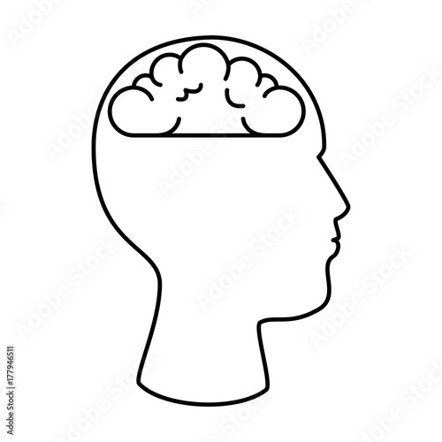 user profile with brain silhouette avatar icon