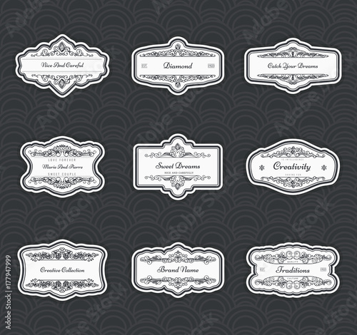 Vintage creative design template with beautiful flourishes ornament elements. Elegant design for corporate identity, logo, vintage ornament, retro decoration. Design of background products.