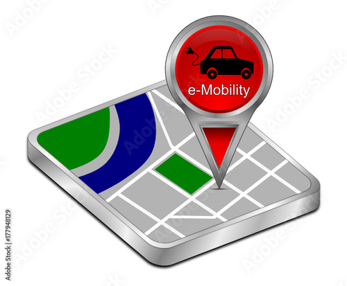 Map pointer with e-Mobility - 3D illustration
