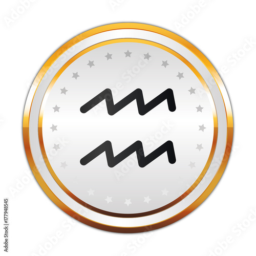 Luxus Button weiß - Sternzeichen - Wassermann