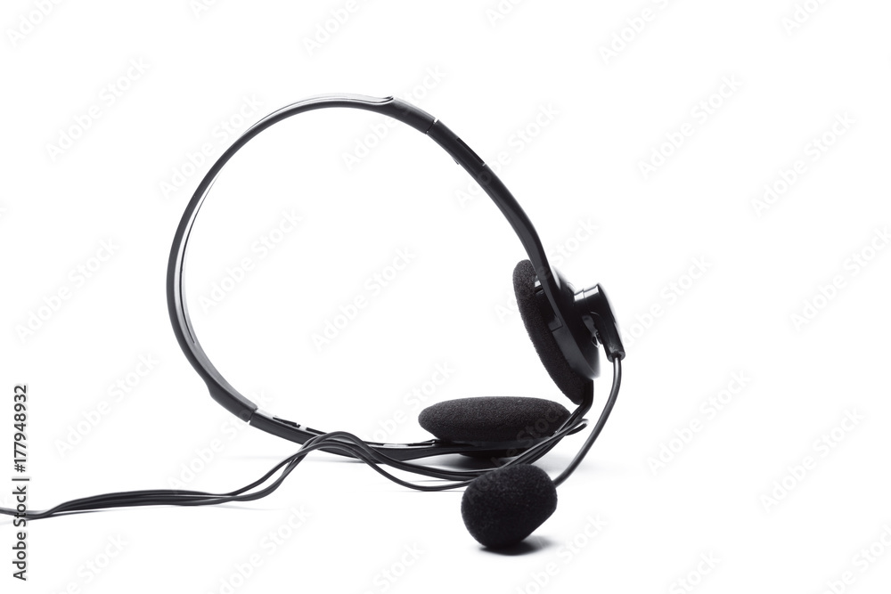 headset with microphone isolated on white headset with microphone isolated on white