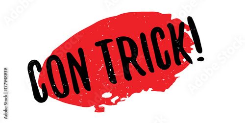 Con Trick rubber stamp. Grunge design with dust scratches. Effects can be easily removed for a clean, crisp look. Color is easily changed.