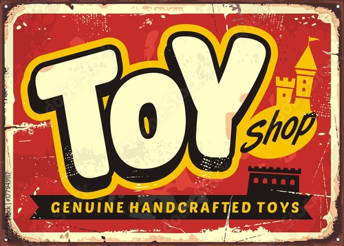 Toy shop or toy store vintage vector sign concept
