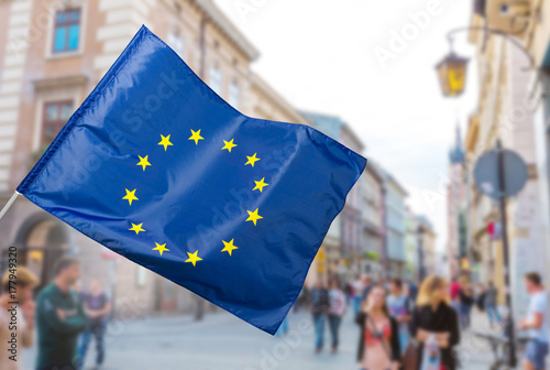 EU flag, euro flag, flag of european union waving