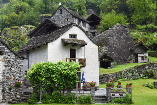 Traditional rural village of Fontana on the Swiss alps