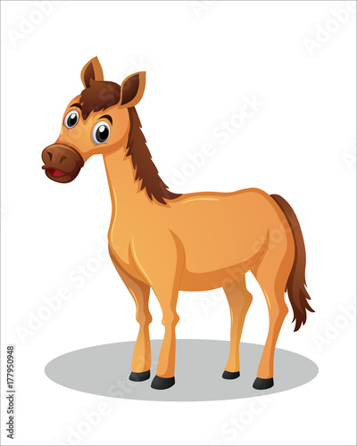Cute orange Pony - vector drawing - isolate white background