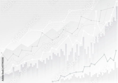 Abstract financial chart with trend line graph and numbers in stock market. Mockup template ready for your design. Vector illustration. Isolated on white background
