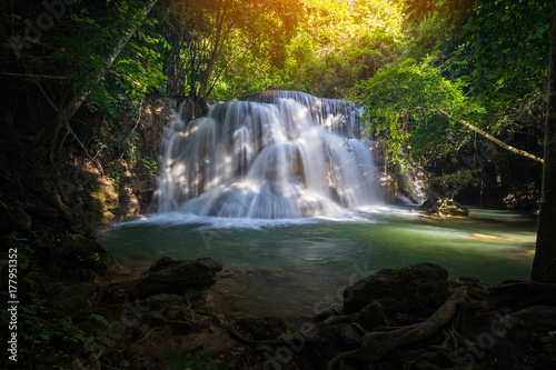 Amazing beautiful waterfalls in tropical forest at Huay Mae Khamin Waterfall Level 3