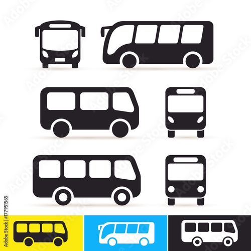 Set of bus icon. Vector illustration. Isolated on white background