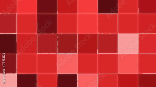 CG smooth relaxing colorful abstract background.Perfect seamless loop 4K footage.Colored paper pieces animated like rectangles lighting up. Red colors.Perfect for VJ.