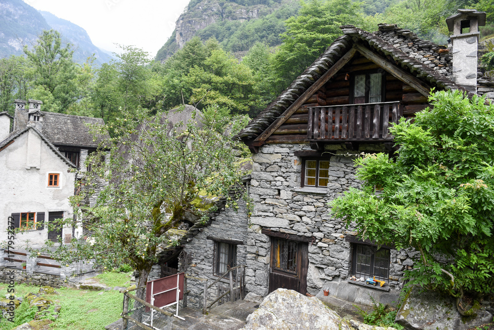 Traditional rural village of Fontana on the Swiss alps Traditional rural village of Fontana on the Swiss alps