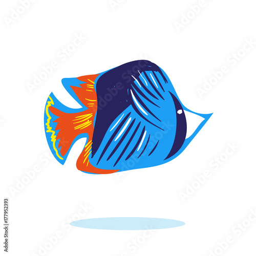 Cute cartoon fish character mascot vector isolated