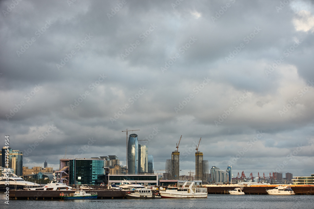 Baku Cityscape from Caspian sea