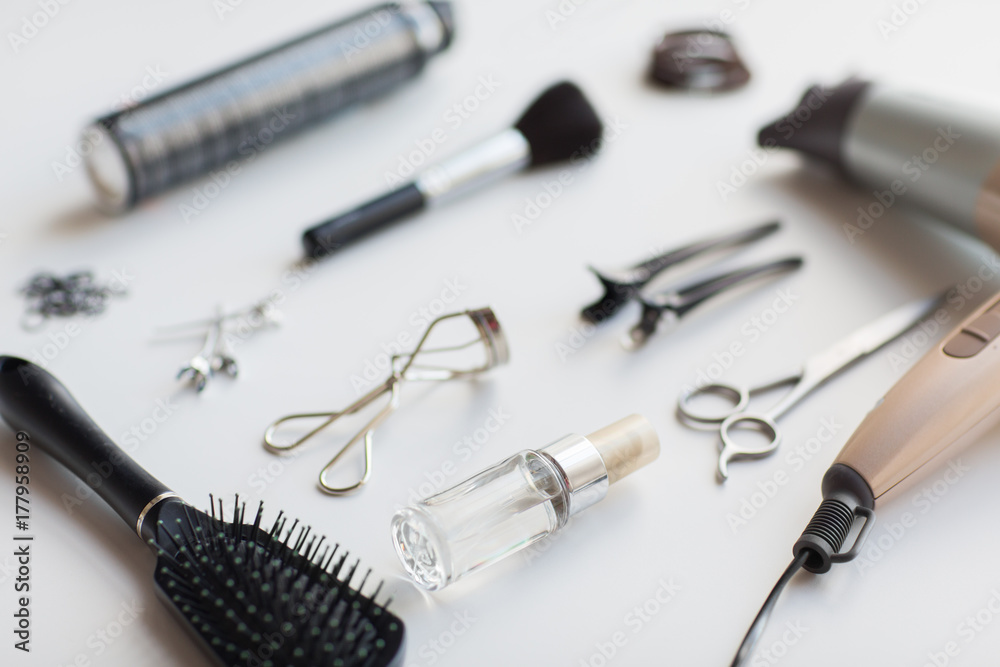 hairdryer, scissors and other hair styling tools hairdryer, scissors and other hair styling tools