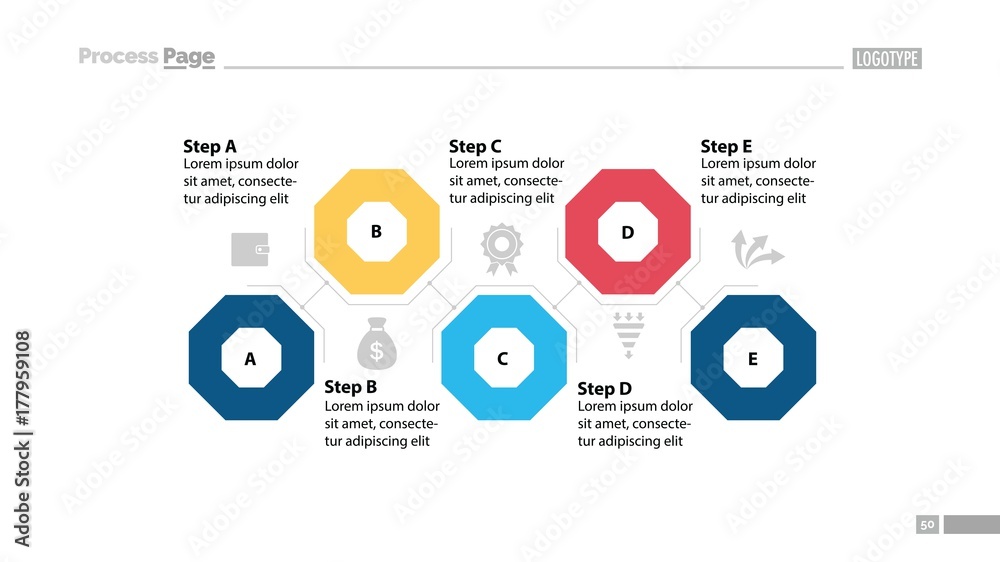 Five steps flowchart design Stock Vector | Adobe Stock