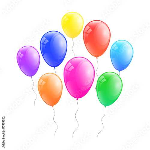 Colourful helium balloons. Vector.