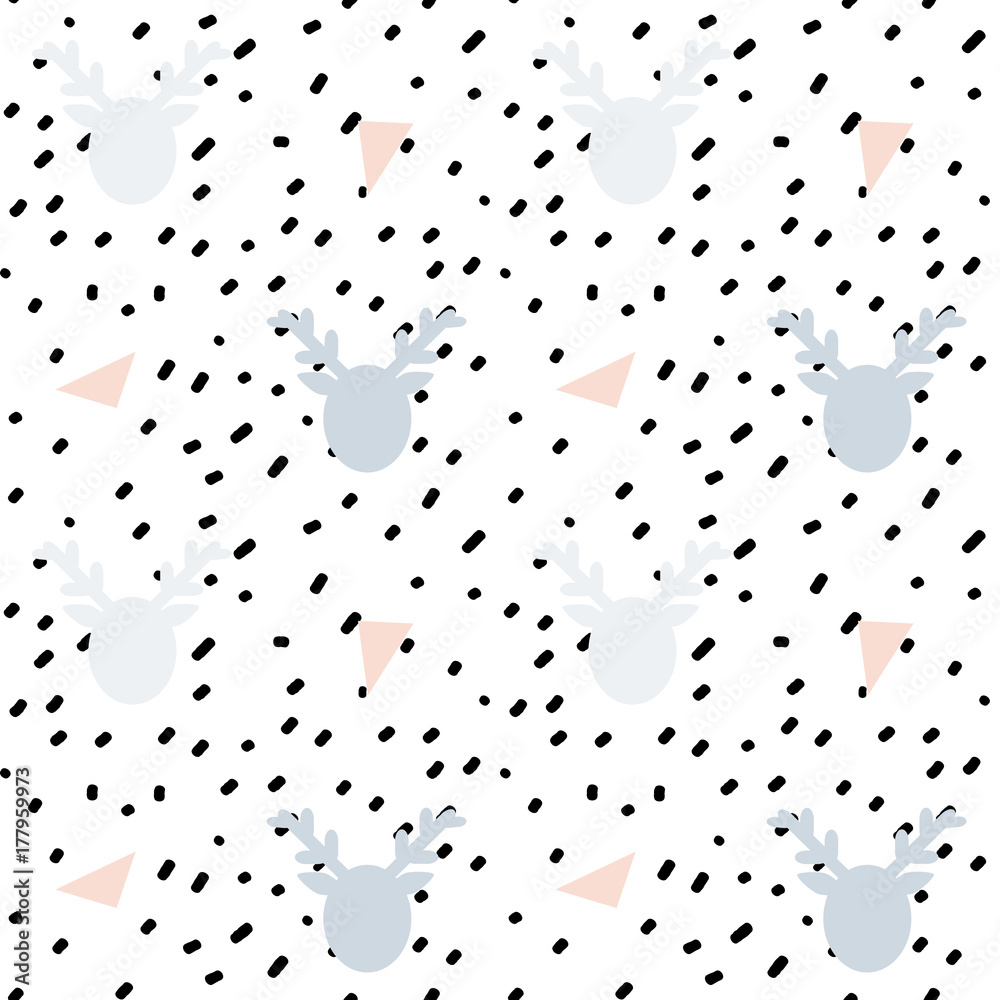 hand drawn black confetti on white background simple abstract seamless vector pattern illustration with deer silhouettes hand drawn black confetti on white background simple abstract seamless vector pattern illustration with deer silhouettes