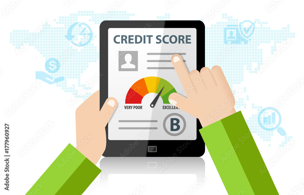 Checking Credit Score Financial Report Online Rating Record on tablet Checking Credit Score Financial Report Online Rating Record on tablet