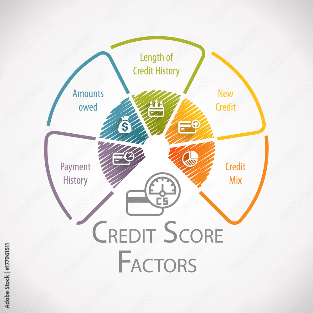 Credit Score Factors Financial Wheel Infographic Stock Illustration