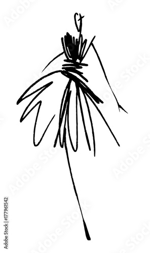 Fashion girl sketch hand drawn , stylized silhouettes isolated. Vector fashion illustration.