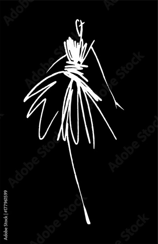 Fashion girl sketch hand drawn , stylized silhouettes isolated. Vector fashion illustration.