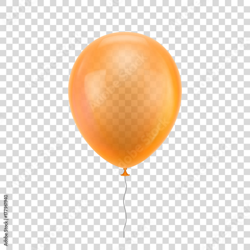 Orange realistic balloon. Orange ball isolated on a transparent background for designers and illustrators. Balloon as a vector illustration