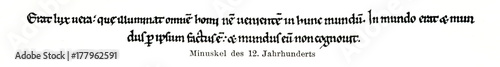 Carolingian minuscule, 12th century (from Meyers Lexikon, 1896, 13/420/421)