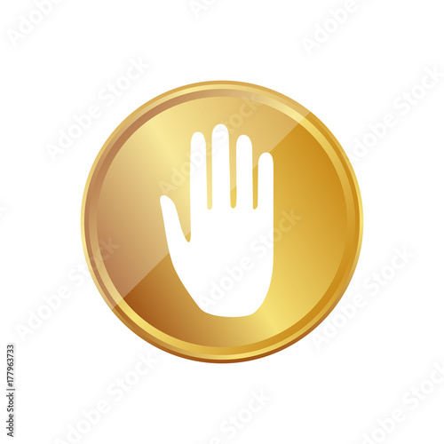 Gold Münze - Handfläche - Stopp