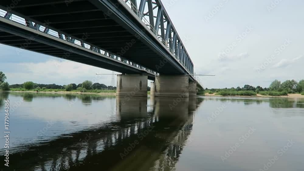 Elbe river landscape with railroad bridge over the river (Germany) Elbe river landscape with railroad bridge over the river (Germany)