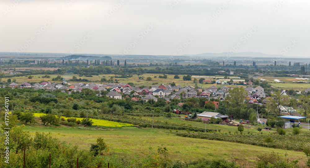 Vynohradiv town cityscape, Ukraine.