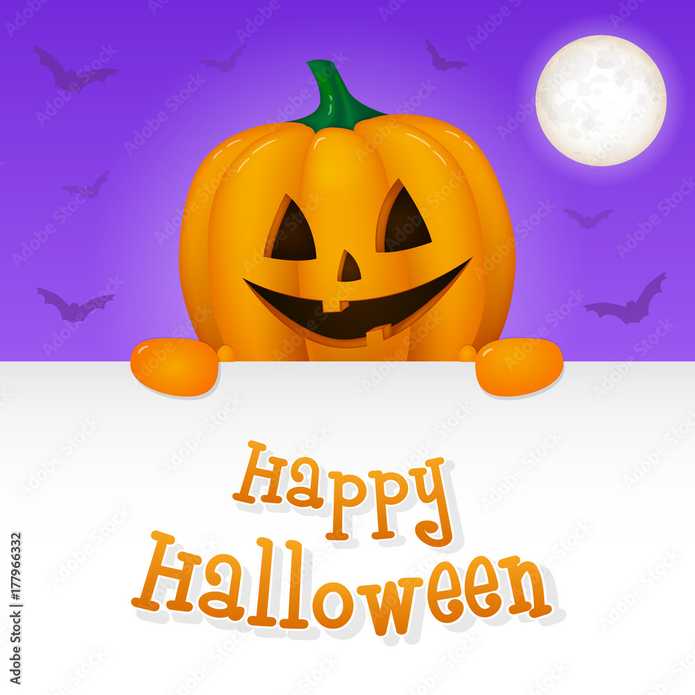 Happy Halloween - wishes with 3d pumpkin. Vector. Happy Halloween - wishes with 3d pumpkin. Vector.