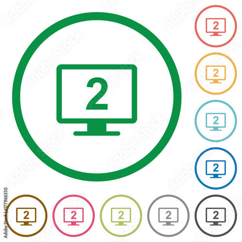 Secondary display flat icons with outlines