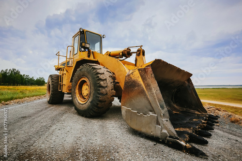 building a new road on grassland photo