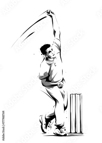 cricket player bowling ball side