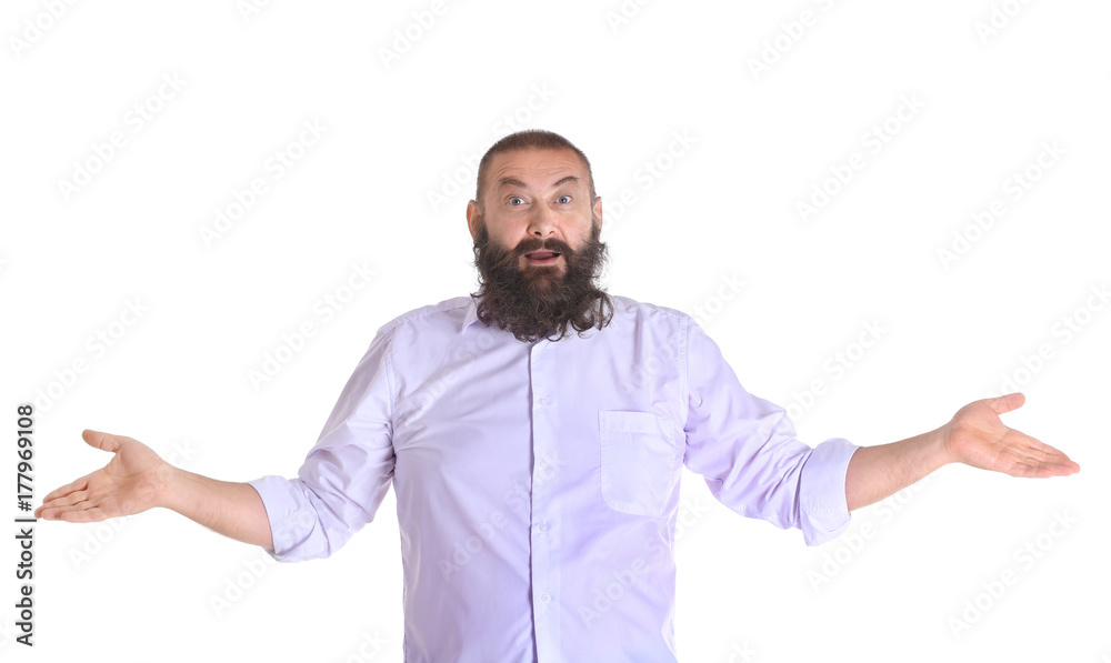 Emotional mature man, isolated on white Emotional mature man, isolated on white