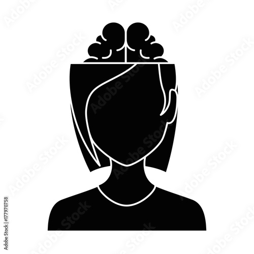 woman with brain avatar character