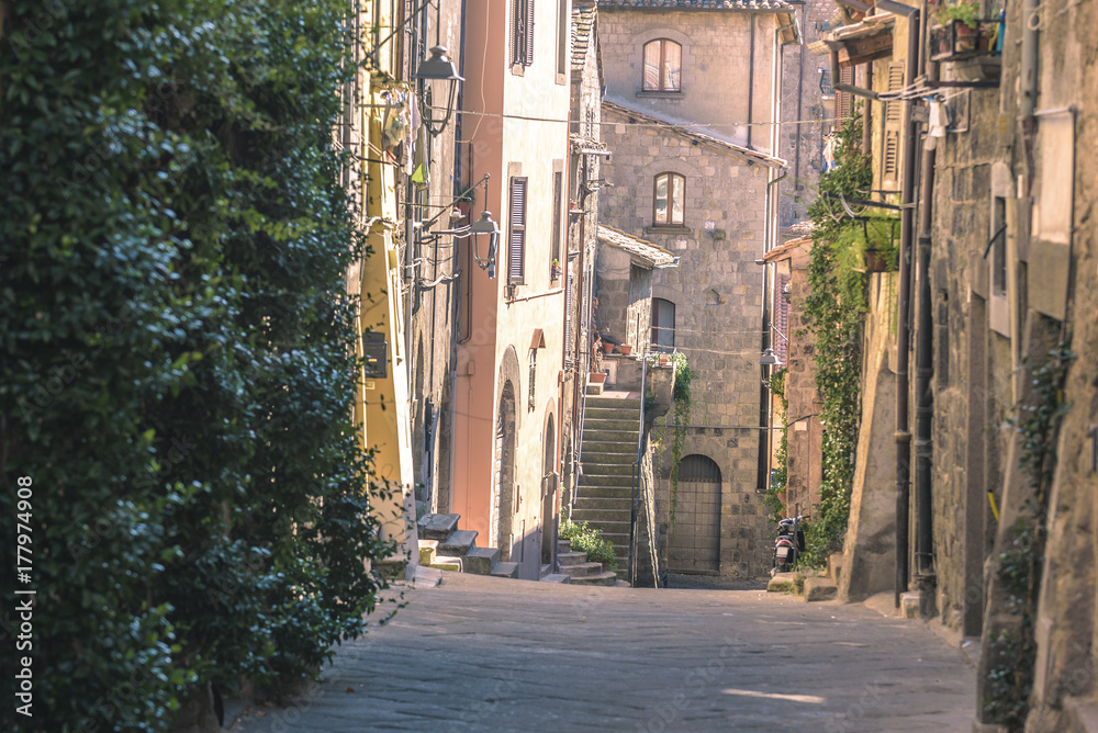 Nooks and crannies, streets of the old city in Italy, Viterbo.