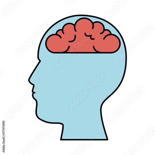 user profile with brain silhouette avatar icon