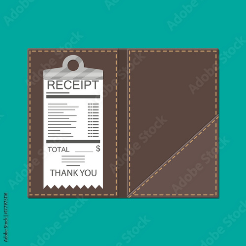 Leather folder for cash, coins and cashier check.