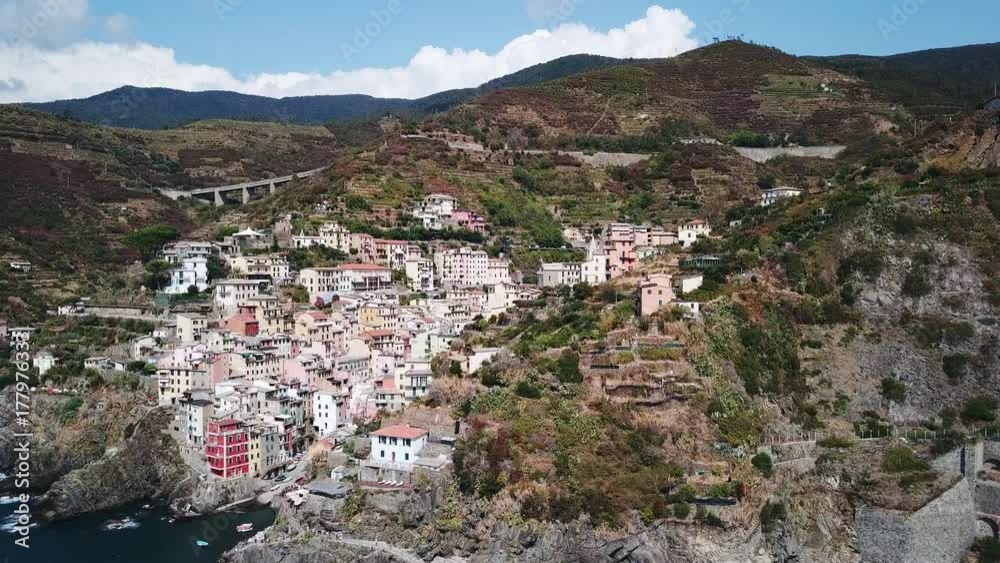 Aerial view of Riomaggiore in Cinque Terre Italy Aerial view of Riomaggiore in Cinque Terre Italy