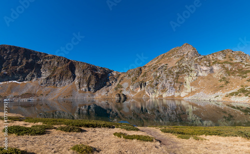 The Kidney Lake is one of the Seven Rila Lakes. Rila Mountain, Bulgaria